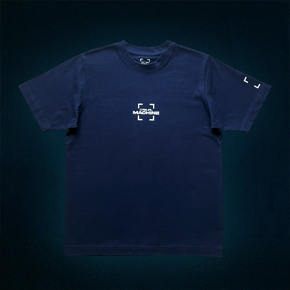 T-shirt blue Basics 2.0 coupe oversize en coton biologique, marquage sérigraphié côté cœur et manches, vue de face