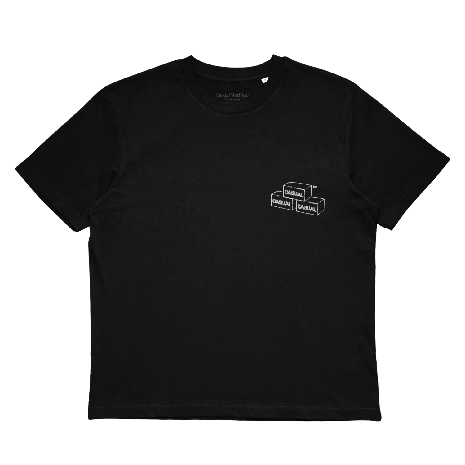 T Shirt noir briques face avant Casual Machine