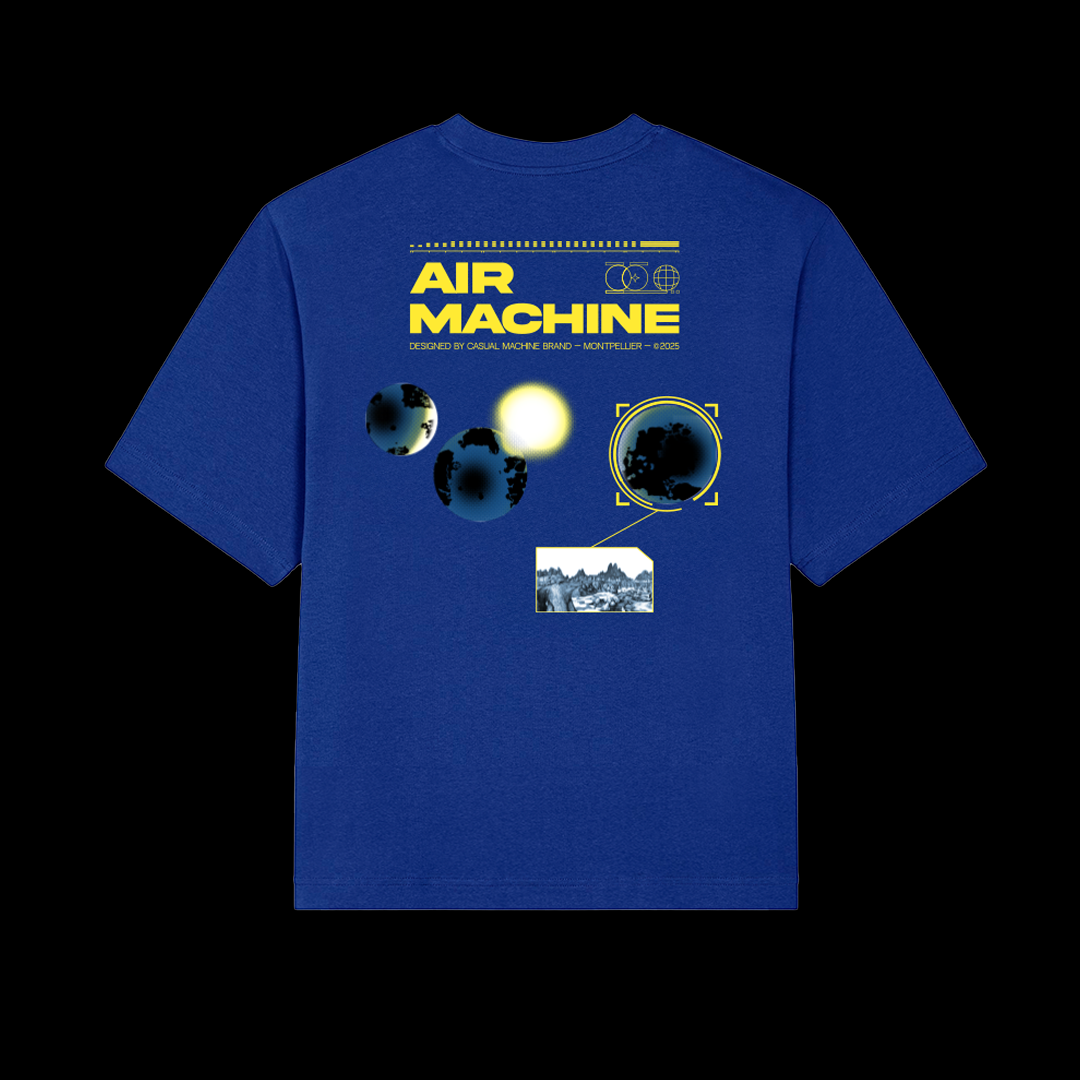 packshot-tshirt-bleu-unisexe-air-machine-impression-dos-coton-biologique